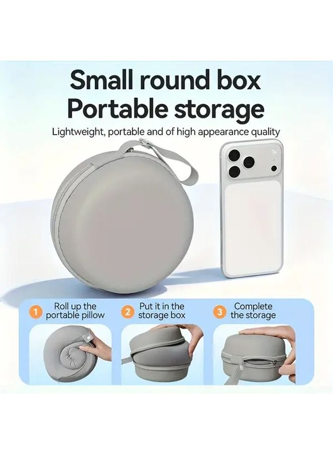 Grey White Memory Foam Travel Pillow With Storage Case For Neck Support - Image 2
